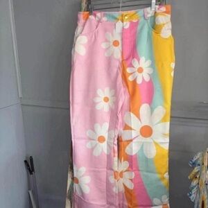 Colorful Floral Patterned Pants